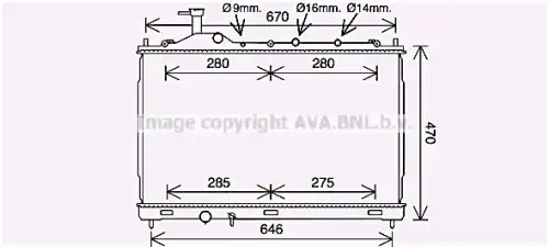 Радиатор системы охлаждения двигателя AVA MT2262