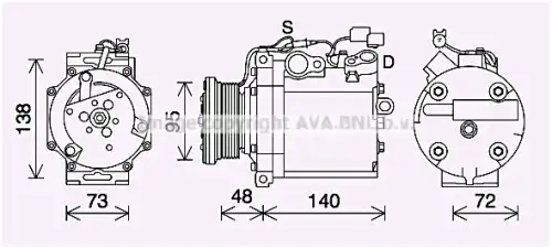 Компрессор кондиционера \MITSUBISHI Lancer Evolution 2.0 i 07/09-06/10 MTAK267 AVA