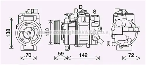 компрессор кондиционера Audi A4 8E2/B6 00-04 AIK411 AVA