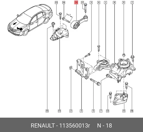 113560013R ПОДУШКА ДВИГАТЕЛЯ RENAULT