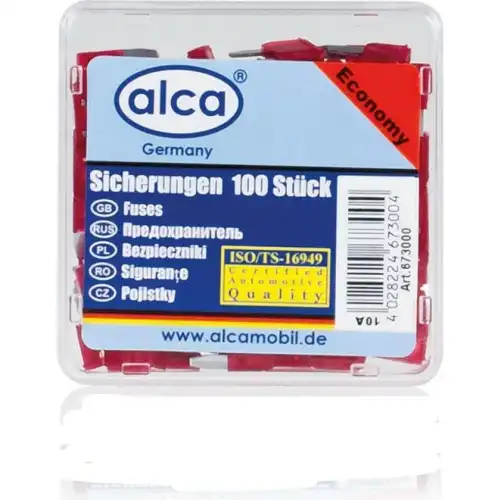  ПРЕДОХРАНИТЕЛИ ФЛАЖКОВЫЕ MINI, 10 А (100ШТ) 673000 ALCA