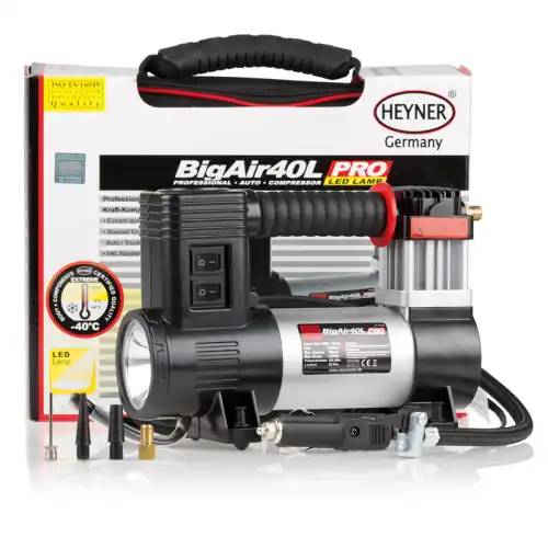  КОМПРЕССОР С ЛАМПОЙ, 9 БАР, СУМКА (12V 190W) HEYNER 237100