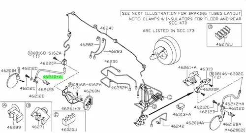 Шланг тормозной 46240EB311 NISSAN