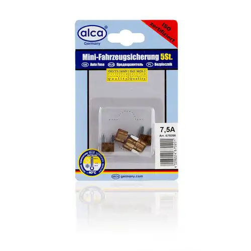  ПРЕДОХРАНИТЕЛИ ФЛАЖКОВЫЕ МИНИ 7,5 А, 5 ШТ. ALCA 670200