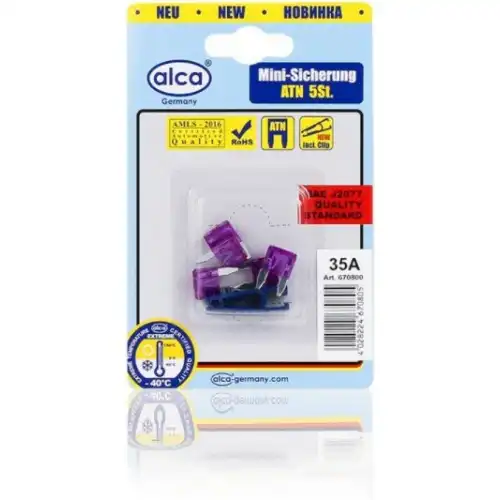 ПРЕДОХРАНИТЕЛИ ФЛАЖКОВЫЕ МИНИ 35 А, 5 ШТ. ALCA 670800