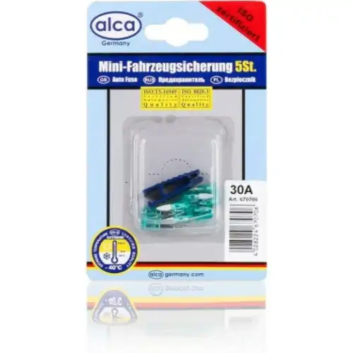 ПРЕДОХРАНИТЕЛИ ФЛАЖКОВЫЕ МИНИ 30 А, 5 ШТ. ALCA 670700
