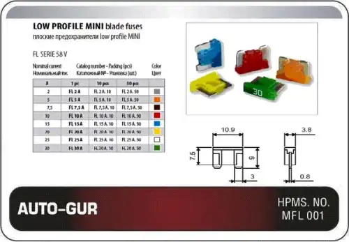 ПРЕДОХРАНИТЕЛЬ СУПЕР МИНИ ЕВРО СТАНДАРТ W269-1 ( 5 АМПЕР ) AGFL5A AUTO-GUR