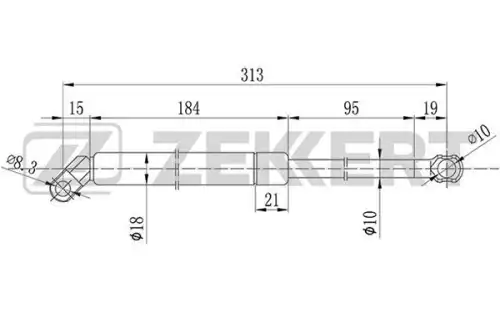 Амортизатор (упор) багажника ZEKKERT GF1333