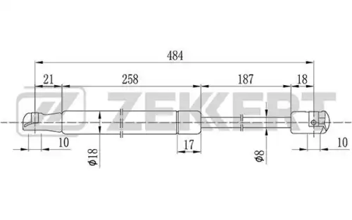 Амортизатор (упор) багажника ZEKKERT GF1602