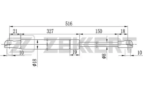 Амортизатор (упор) багажника ZEKKERT GF2027