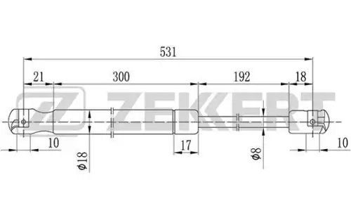 Амортизатор (упор) багажника ZEKKERT GF2097