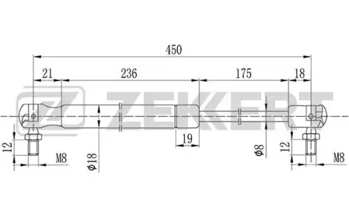 Амортизатор (упор) багажника ZEKKERT GF2100