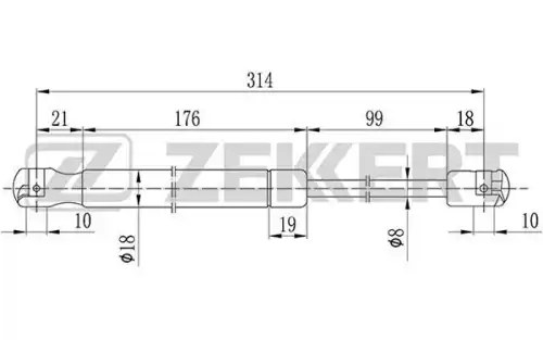 Амортизатор капота ZEKKERT GF2080