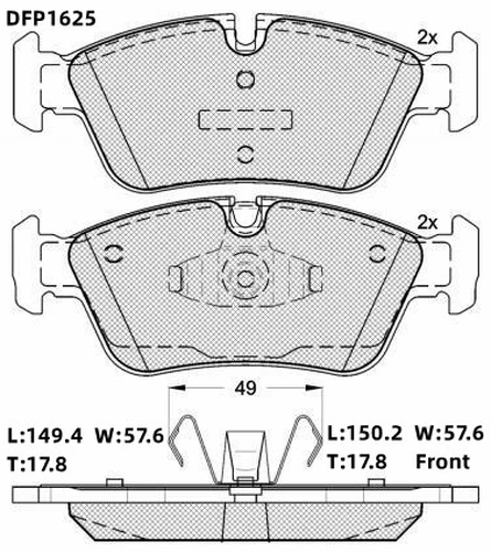 Тормозные колодки дисковые DOUBLE FORCE DFP1625