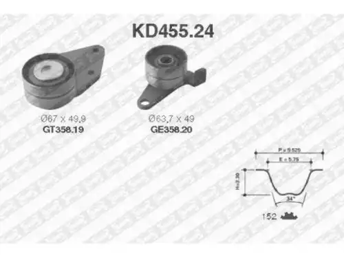 Рем. Компл. ГРМ: ремень + ролики KD45524 NTN