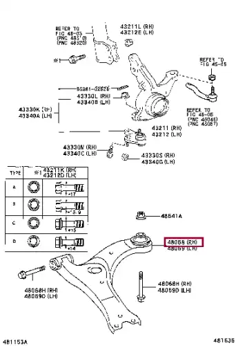 Рычаг подвески TOYOTA / LEXUS 4806805070