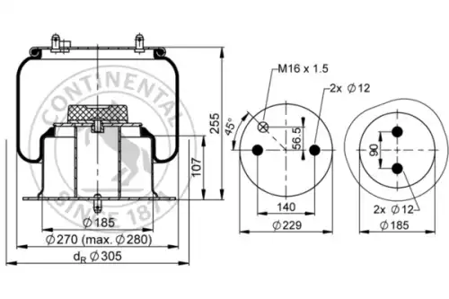 Подушка пневмоподвески 6716 N P02 CONTITECH