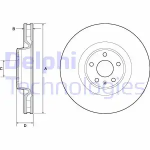 Тормозной диск DELPHI BG9172C вентилируемый , передняя ось