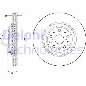 Тормозной диск DELPHI BG9187C вентилируемый , передняя ось