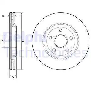Тормозной диск DELPHI BG4759C вентилируемый , передняя ось