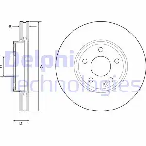 Тормозной диск DELPHI BG4788C вентилируемый , передняя ось