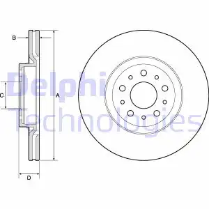 Тормозной диск DELPHI BG4797C вентилируемый , передняя ось
