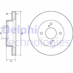 Тормозной диск DELPHI BG4810C вентилируемый , передняя ось