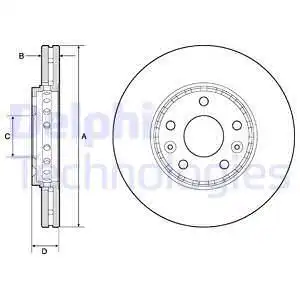 Тормозной диск DELPHI BG4815C вентилируемый , передняя ось