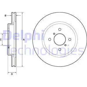 Тормозной диск DELPHI BG4750C вентилируемый , передняя ось