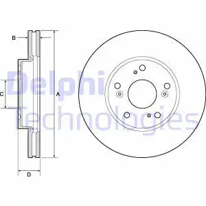 Тормозной диск DELPHI BG4741C вентилируемый , передняя ось