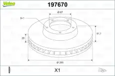 Тормозной диск VALEO 197670 вентилируемый , передняя ось