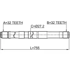 ПОЛУОСЬ ПРАВАЯ 32X755X32 2012-SEBRH FEBEST