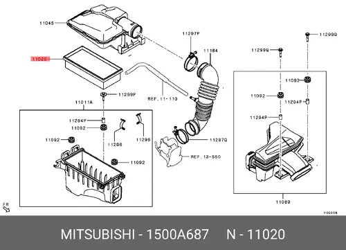 Фильтр воздушный MITSUBISHI 1500A687