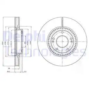 Тормозной диск DELPHI BG4251C вентилируемый , передняя ось
