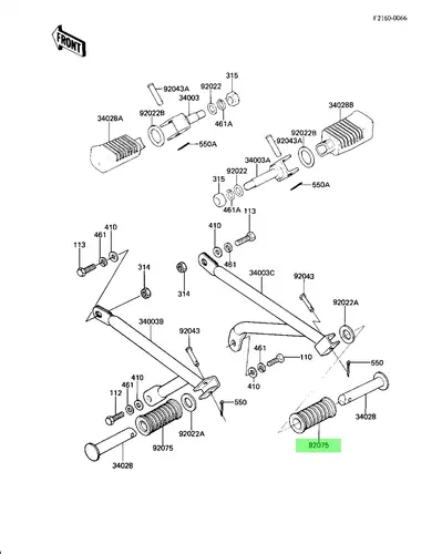 Rubber,rear footrest 92076024 KAWASAKI