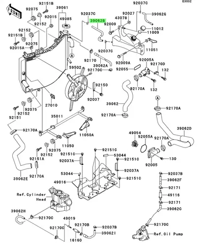 ШЛАНГ РАДИАТОРА 390621743 KAWASAKI