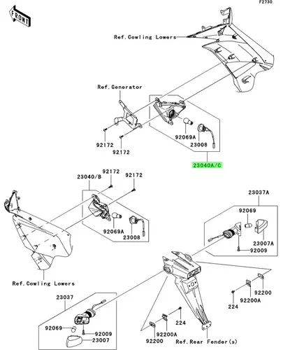 ФОНАРЬ ПЕРЕДНИЙ 230400058 KAWASAKI