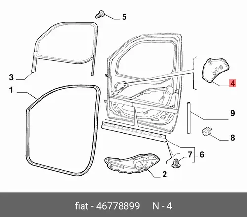 Уплотнитель двери FIAT 46778899