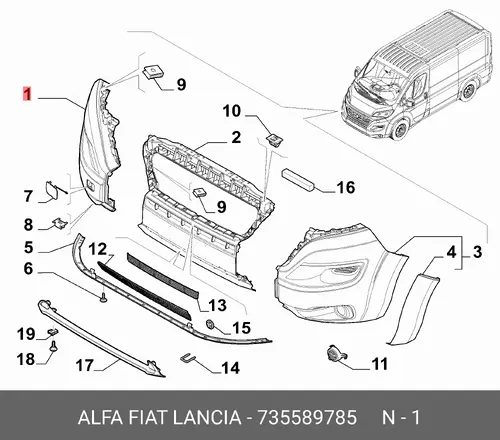 Бампер передний пр часть 735589785 LANCIA