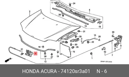 ЗАМОК КАПОТА 74120SR3A01 HONDA
