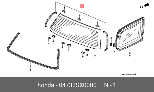 УПЛОТНИТЕЛИ СТЕКЛА ЗАДНЕГО 04733SX0000 HONDA