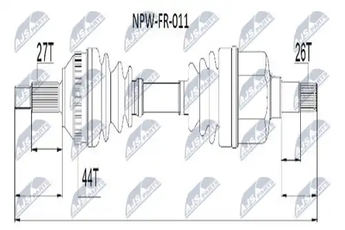 ПОЛУОСЬ ПРИВОДНАЯ NPW-FR-011 NTY