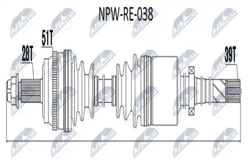 ПОЛУОСЬ ПРИВОДНАЯ NPW-RE-038 NTY