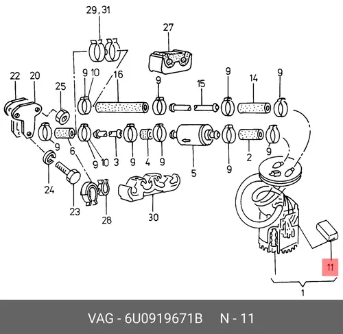 датчик топливный 6U0919671B VAG