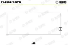вкладыши шатунные к-кт! STD (6)\ BMW E23-E28/E32 2.5-3.5 M30 <92 71-2182/6 STD GLYCO