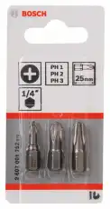 набор бит! 3 шт, 25 мм, extra hard PH1 PH2 PH3\ 2 607 001 752 BOSCH