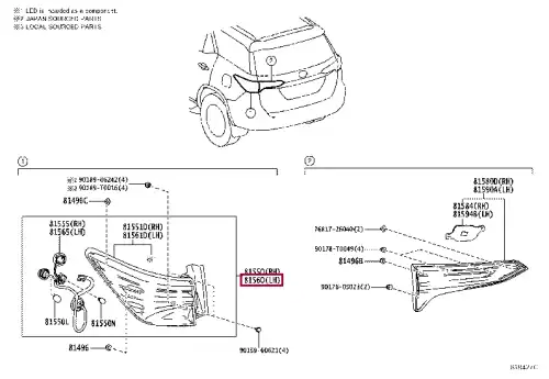 Фонарь задний TOYOTA / LEXUS 815600K352