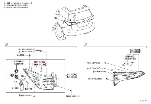 Фонарь задний TOYOTA / LEXUS 815610K352