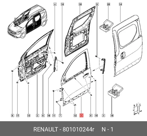 801010244R ДВЕРЬ ПЕР Л RENAULT