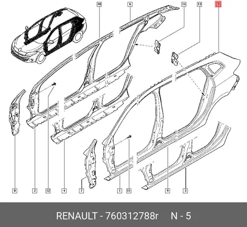 Крыло RENAULT 760312788R
